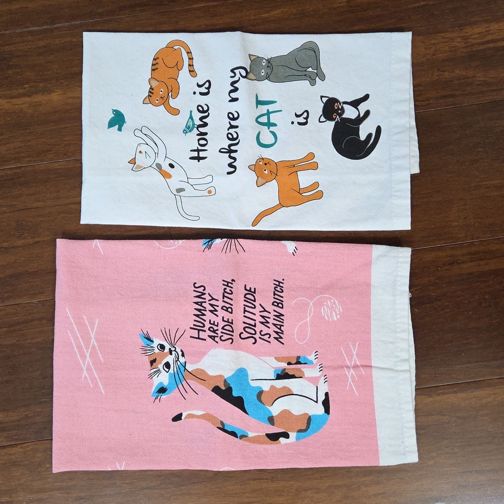 HUMANS ARE SIDE B*TCH SOLITUDE IS MAIN CAT HAND TEA TOWELS HOME  IS WHERE CAT IS